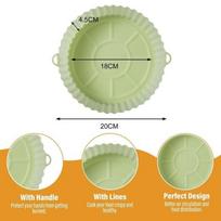 Silicone AirFryer Pot Air Fryers Oven Baking Tray Fried Pizza Chicken Basket Mat Round Replacemen Grill Pan Accessories ADM žalia