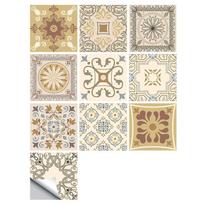 10 Pcs Tile Stickers Kitchen Bathroom Living Room Decorative Wall Stickers Waterproof Oil Resistant Wall Stickers geltona