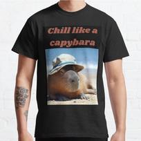 Men Fashion Casual Short Sleeves Chill Like A Capybara Tees Oversized T-shirts S juoda