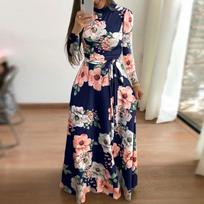 Women's Spring Summer Flower Print Short-sleeved Big Swing Dress Women's Clothing 5XL