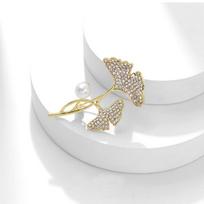 Ginkgo Biloba Brooch Women'S High-Grade Rhinestone Alloy Corsage Silk Scarf Buckle Pearl Pin Jewelry Anti-Light Brooch auksas