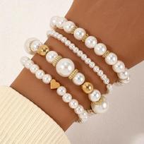 4 pcs Pearls Beaded Handmade Hand String Jewelry for Women 4 pcs