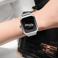 FOURRON Women's Square Quartz Fashion Watch with Milanese Steel Band Silver Shell Milan Belt