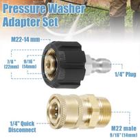 9Pcs Pressure Washer Adapter Kit M22 to 3/8inch Quick Connector Adapter 3/4  to1/2   5000 PSI High Pressure Brass Fitting