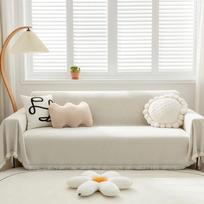 „Tassel Trim“ dulkėms atsparus svetainės sofos užvalkalas, svetainės trivietis sofos užvalkalas, svetainės sofos užvalkalas 180x130 beige