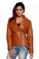 Tan Women's Genuine Lambskin Leather Jacket Stylish Handmade Biker Motorcycle S gelsvai ruda