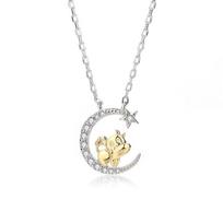 S925 Sidabrinis Žvaigždės Mėnulio Veršelio Karoliai Moterims Zodiako Ženklas Mielas Niu Niu Elektrinio Spalvų Skirstymo Pakabukas Personalizuota Miela Karvės Raktikaulio Grandinėlė 925 silver