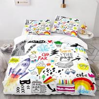 Rainbow Cat Bedding Set Single Twin Full Queen King Size Kawaii Girl Bed Set Aldult Kid Bedroom Duvetcover Sets 3D Print 013 EU single(135x200cm) gray