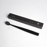 Portable Bamboo Charcoal Toothbrush with Medium Soft Bristles - Single Pack for Couples Single pack black