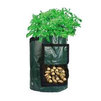 3/5/7/10 galonų sodo bulvių auginimo maišas PE audiniai sodininkystės sutirštintas vazonas daržovių sodintuvas talpykla su rankenomis ir atidaromu dangteliu 3 Gallons 25x22cm žalia