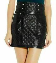 Sexy Genuine Lambskin Slim Fit Skirt Women Designer Leather New Black Unique S juoda