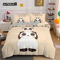 Animacinis Panda Patalynės Komplektas Mielas Juodas Baltas Panda Antklodės Užvalkalas Gyvūnų Tema Antklodės Komplektas Namų Miegamojo Dekorui Vaikams EU single(135x200cm) white