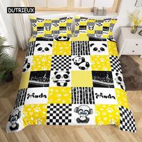 Panda Duvet Cover Set King Size Black and White Animal Comforter Cover with Pillowcases Starry Sky Blue Ultra Soft Quilt Cover EU single(135x200cm) yellow