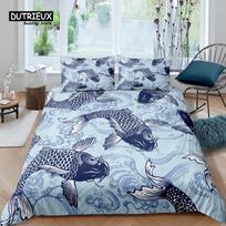 Home Living Luxury 3D Carp Bedding Set Comfortable Duvet Cover Set Kids Bedding Set Queen and King EU/US/AU/UK Size EU single(135x200cm)