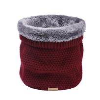 Pliušinis storas kaklaskaras Moteriški Vyriški žieminiai megzti kašmero tipo apykaklė šildo Žiedai Šalikai Lauke Sportinė Apykaklė Infinity Snood 1 pc vyno raudonos spalvos