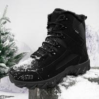 Warm Fur Men's Snow Boots Fishing Hunting Sneakers Mens Outdoor Boots Hiking Shoes Work Safety Shoes Motocycle Boots Big Size 46 37