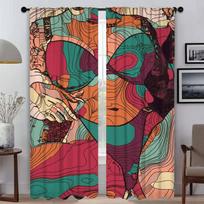 Abstract Sexy Girl Blackout Curtain for Room 2 Panel Curtains for Bedroom Shades Blinds Partition Halloween Decoration Living W50xH70cmx2pcs-CL