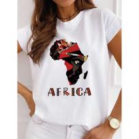 Map Print Retro Simple Casual Loose Round Neck Pure Cotton Short Sleeved T-Shirts Women’s S