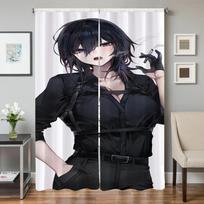 Window Kitchen Curtains for Living Room 2 Pieces Blackout Curtains Door Curtain Big Breast Girl Bedroom Decoration Partition W50xH70cmx2pcs-CL
