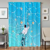 Window Kitchen Curtains for Living Room 2 Pieces Blackout Curtains Door Curtain Illustration Boy Partition Bedroom Decoration W50xH70cmx2pcs-CL