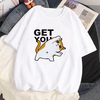 Vasariniai Mados Mielas Kampinis Katė Animacinis Tema Grafiniai Balti Marškinėliai Moterims Harajuku Gatvės Stilius Laisvalaikio Trumpomis Rankovėmis Unisex 4XL balta