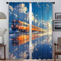 Train Blackout Curtain for Room 2 Panel Shades Tulle for Bedroom Anti-mosquito Curtains Halloween Decoration Partition Living W50xH70cmx2pcs-CL