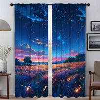 Star Night Blackout Curtain for Room 2 Panel Elegant Room Curtains Partition Shades Tulle for Bedroom Halloween Decoration Child W50xH70cmx2pcs-CL
