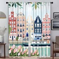 Travel Modern Living Room Curtains 2 Pieces Blackout Curtain Partition Shades Kitchen Curtains for Camera Halloween Decoration W50xH70cmx2pcs-CL