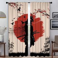 Window Curtain for Room 2 Panel Japanese Samurai Curtains Child Room Halloween Decoration Shades Home Interior Curtains Living W50xH70cmx2pcs-CL