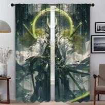 Jade Mechwarrior Blackout Curtain for Room 2 Panel Halloween Decoration Curtains Child Room Shades Home Interior Curtains Living W50xH70cmx2pcs-CL