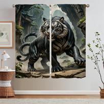 Tiger Descending Map Curtains Living Room Decoration Ready Curtains Cheap Things With Free Shipping for Home Partition Blinds W50xH70cmx2pcs-CL
