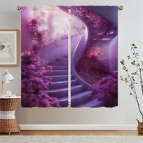 Purple Dream Staircase Window Curtain Tiebacks Curtains Blackout Curtain for Living Room Decoration Kitchen Curtains 2 Pcs Set W50xH70cmx2pcs-CL