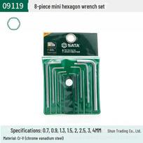 Shida Tools Extra Long Hex Key Set with Ball and Flat Heads - Model 09105 flat head 8 pieces 09119 mini 0.7MM-4MM