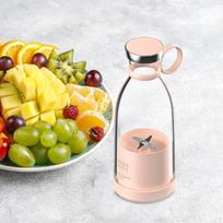 Electric Juicer Cup 380ml Fruit Portable Small Juice Maker Mini Blender for Travel rožinė