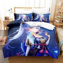 Game Genshin Impact Kamisato Ayaka Bedding Set Duvet Cover Bed Set Quilt Cover Pillowcase Comforter king Queen Size 70x133cm 2pcs blue