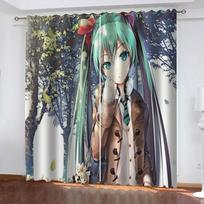 Living Room Curtains 2 Pieces Fashion 3D Anime Girl Modern Blackout Curtains For Bedroom Living Room Treatment Drapes W70xH160cmx2&Grommet Top
