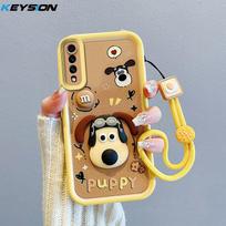 KEYSION Shockproof Case for Samsung A50 A50S with Lanyard Soft Silicone Cute 3D Cartoon Doll Phone Cover for Galaxy A30S A50 for Samsung A50