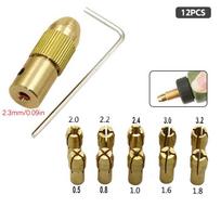 7/12 vnt./rinkinys žalvarinis griebtuvas mikro grąžtas savaime susiveržiantis grąžto įrankio griebtuvas adapteris greito atleidimo be rakto grąžto adapteris 2-5 mm 7pcs 3mm