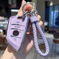 TPU raktų pakabuko dangtelis su raktų pakabuku BMW X1 X2 X3 X4 X5 F15 X6 F16 G20 G30 1 2 3 5 7 serijos violetinė