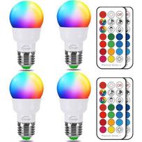 LED lemputė - RGB - E27 - 5W - 12 spalvų - Nuotolinio valdymo pultas (4 vienetų rinkinys)