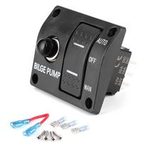 Triumo vandens siurblys 3 krypčių skydelis triumo siurblio svirties jungiklis automatinis jungiklis juoda ABS plokštė, skirta 12V 24V DC valties triumo siurbliui