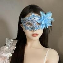 Helovino Kaukė Pusė Veido Moteriška Maskarado Vakarėlio Cosplay Kaukė Seksualūs Nėriniai Princesės Akių Raištis Blue flower MJ [with light] gray