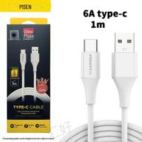 PISEN Type-C Fast Charging Cable for Vivo, Huawei, Xiaomi, Oppo, and Android Devices 1.0m balta