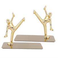 1Pair Stainless Steel Kong Fu Man Shape Book Stand Novelty Book Ends Bookends for School Home Table
