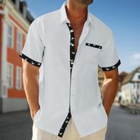 Men's Shirts Summer Turn-down Collar Stirpes Waffle Casal Cardigan Loose Muscle Casual Short Sleeve Shirt for Male Tops S balta