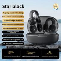 Naujos belaidės prisegamos kaulais perduodančios Bluetooth ausinės su triukšmo slopinimu, skirtos bėgiojimui juoda