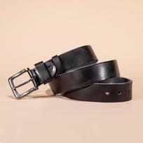 Retro rankų darbo pirmo sluoksnio karvės odos diržas vyriškas diržas natūralios odos laisvalaikio universalus diržas 110cm-130cm juoda