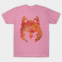 T Shirt Women Wolf Watercolor Harajuku Print Kawaii Tshirt Summer Short Sleeve Female T-Shirt Top Tee S rožinė