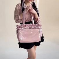 Japanese Bss Large Capacity Transparent Badge Millet Pain Bag One Shoulder Tote Big Bag Going Out rožinė
