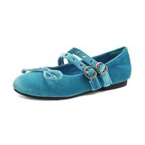 Krazing Pot Velvet Shoes Fashion Spring Size 42 41 Flat with Women Luxury Shoes Round Toe Rivets-studded Shallow Flats 35 mėlyna